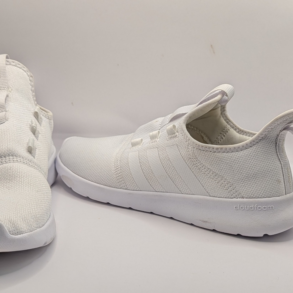 Adidas Shoes Women 10 White Cloudfoam Athleisure Casual Minimalist - Picture 5 of 8